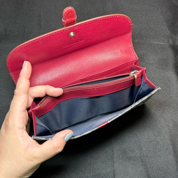 ❤️Christian Dior Red Navy Trotter Canvas Long Wallet, Italy❤️ - Picture 7 of 14